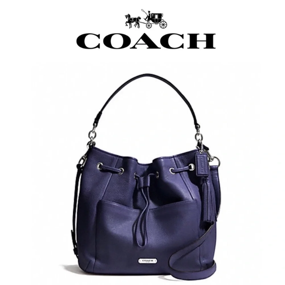 SOLD - COACH Indigo Avery leather drawstring bucket bag - Picture 1 of 12